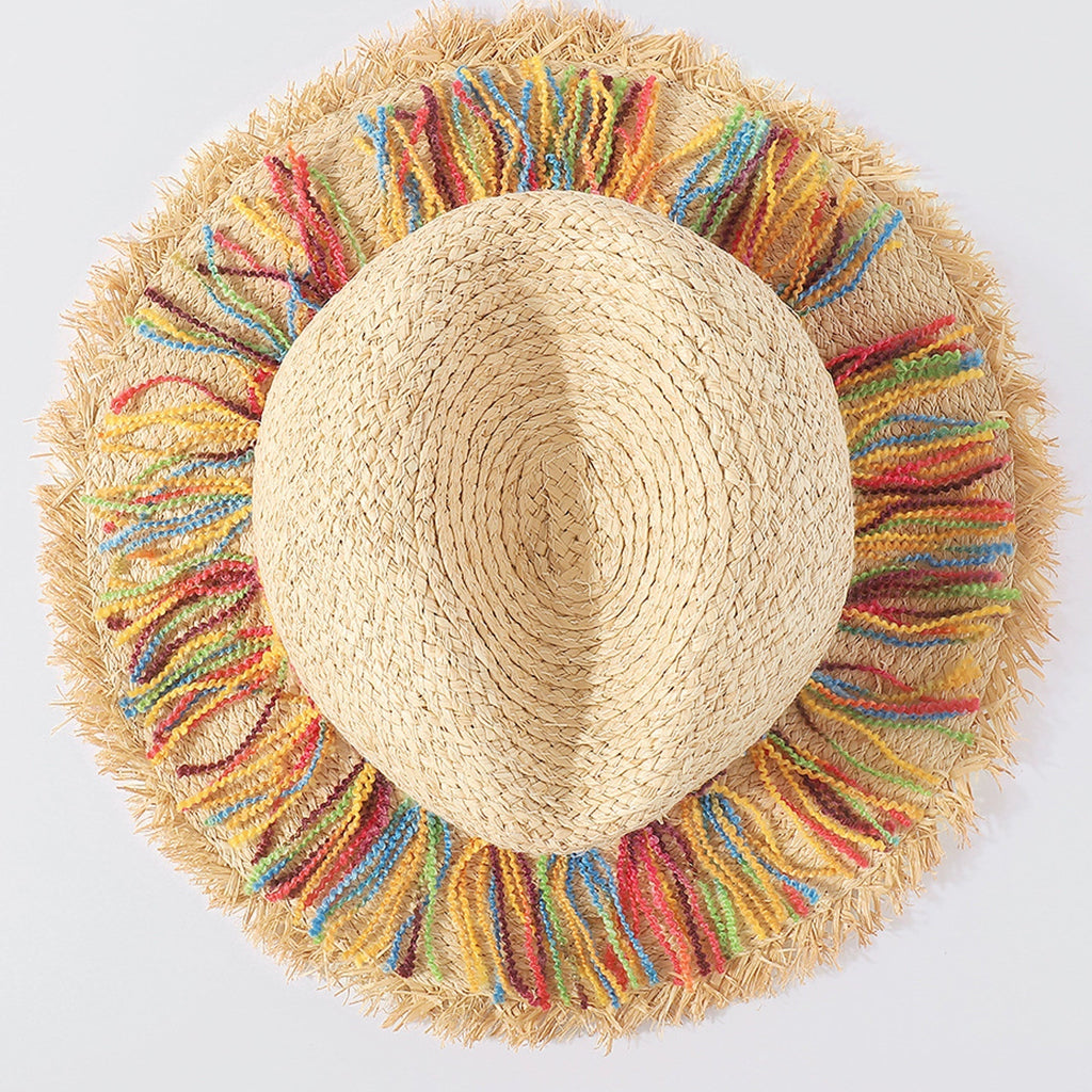 Colorful Cotton Rope Tassel Straw Hat