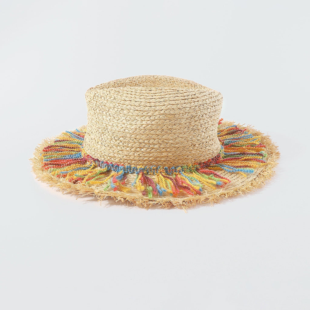 Colorful Cotton Rope Tassel Straw Hat