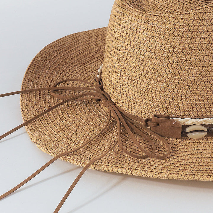 Straw Hat With Shell Tassels