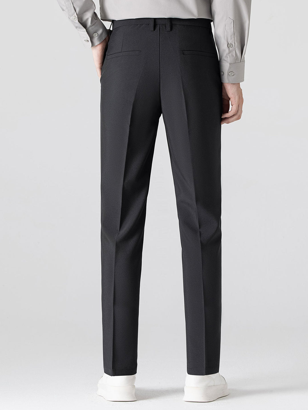 Contrast Trim Ribbed Johnny Collar Knit Polo & Slim Fit Tapered Trousers