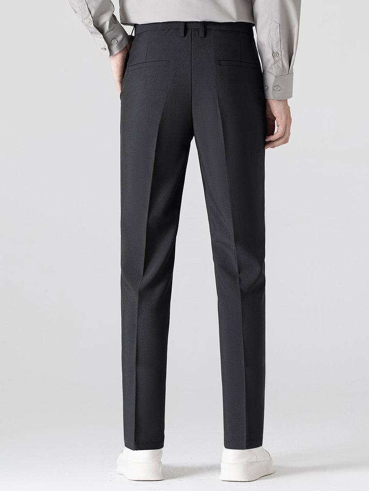 Contrast Trim Ribbed Johnny Collar Knit Polo & Slim Fit Tapered Trousers