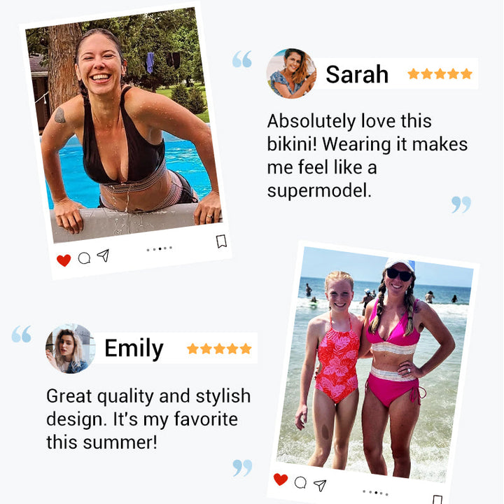 High Waisted Tummy Control Color Block Bikini Sets
