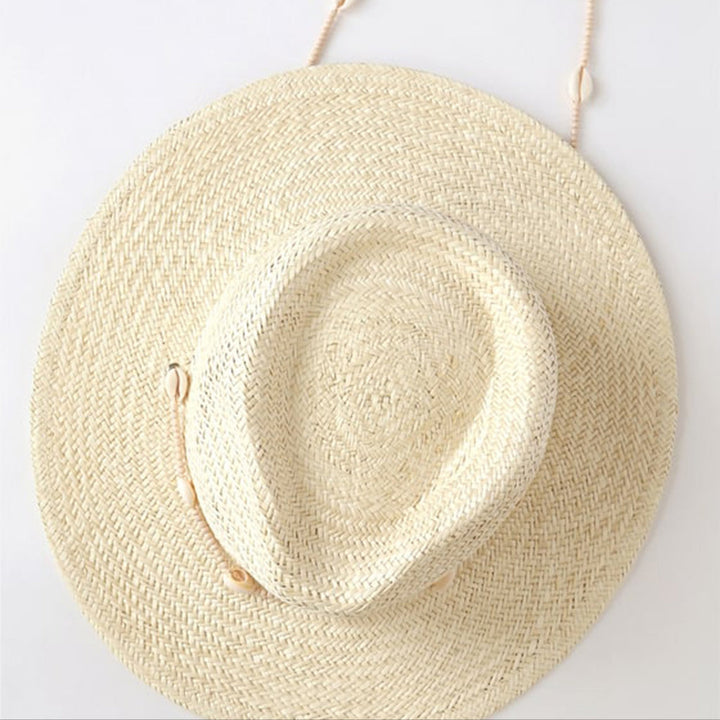 Seashells Natural Straw Fedora Hat
