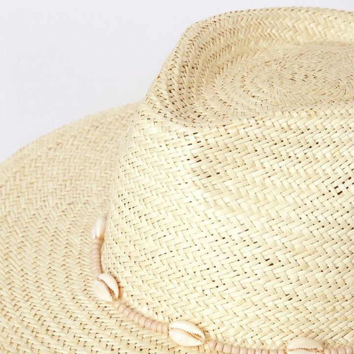 Seashells Natural Straw Fedora Hat