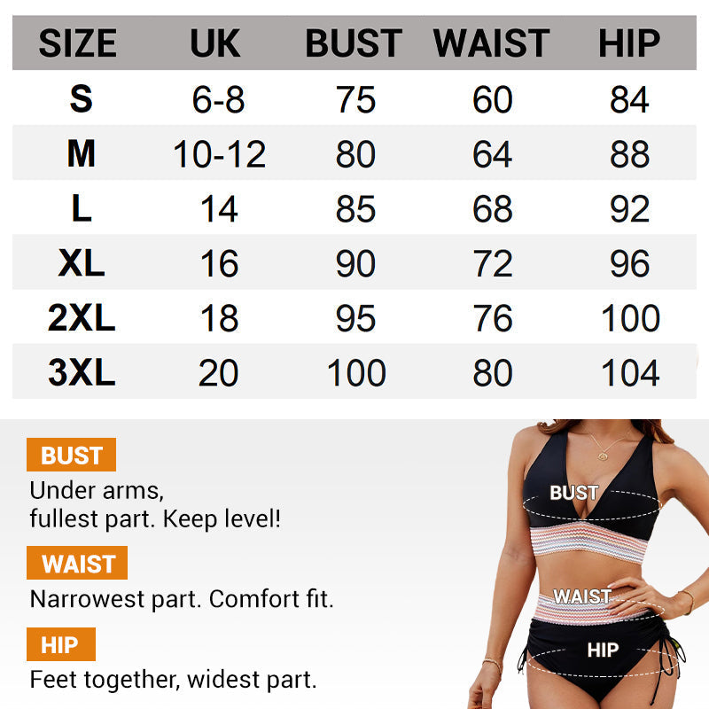 High Waisted Tummy Control Color Block Bikini Sets