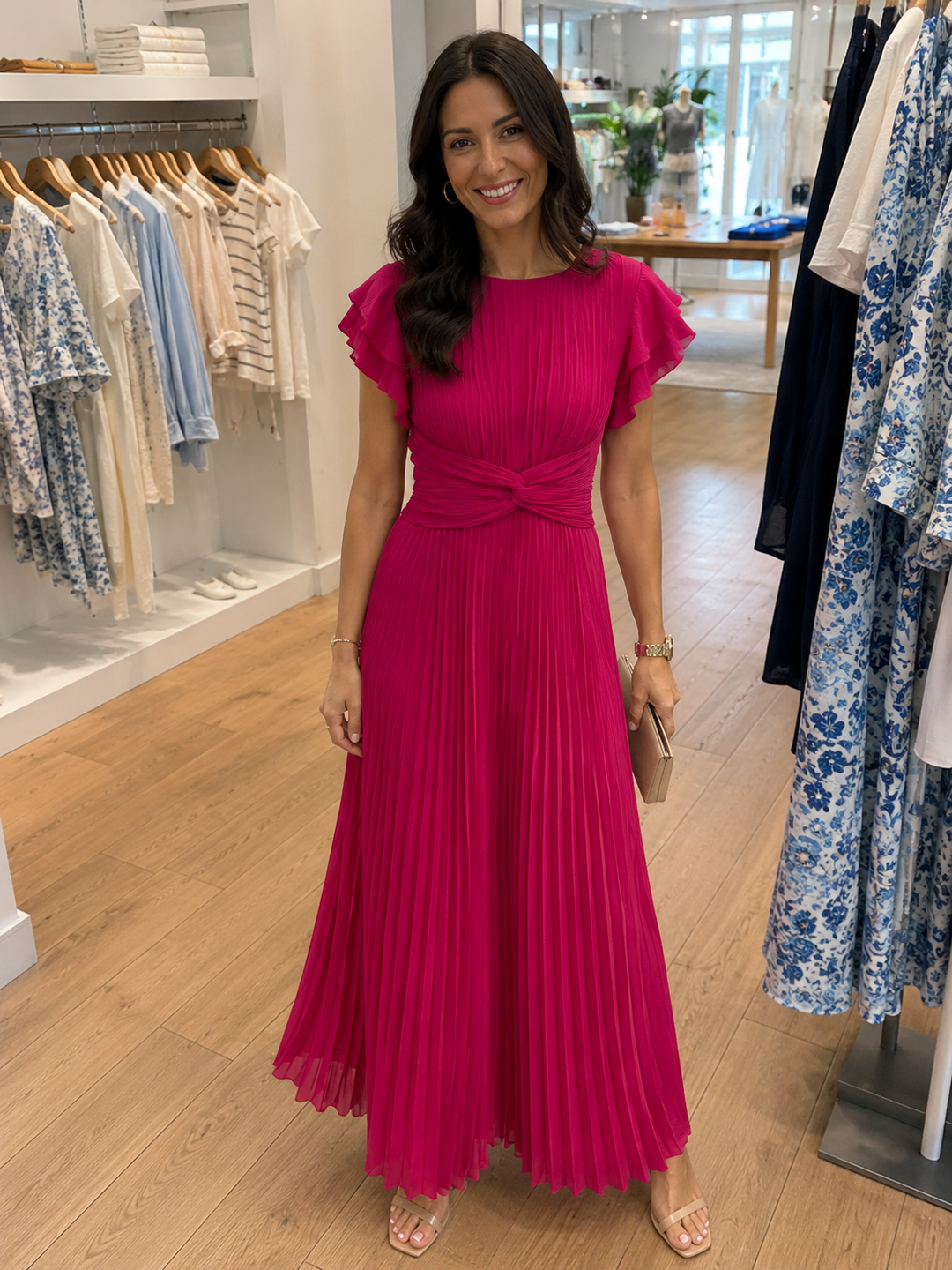 SERAPHINA | Elegant Pleated Maxi Dress with Twist Waist