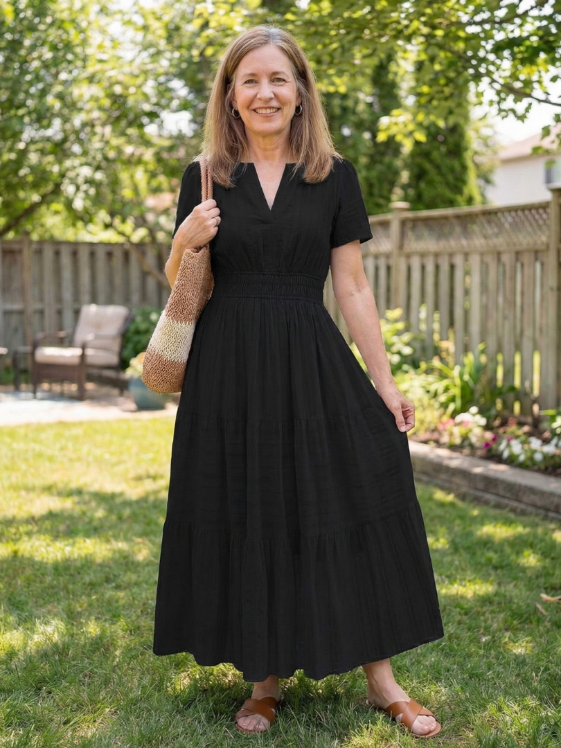 Althea | Short Sleeve Tiered Maxi Dress