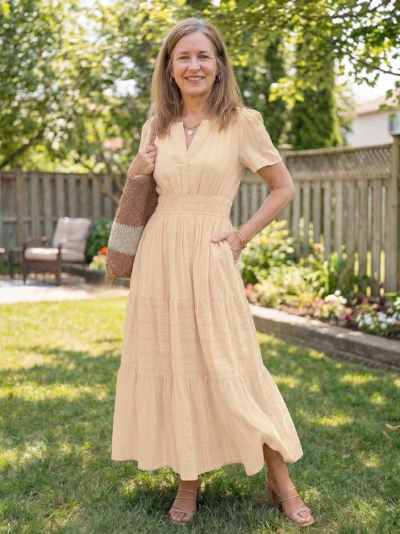 Althea | Short Sleeve Tiered Maxi Dress