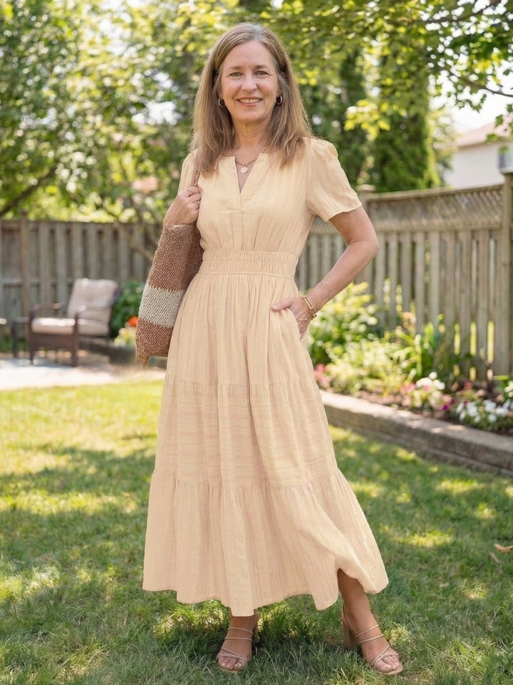 Althea | Short Sleeve Tiered Maxi Dress