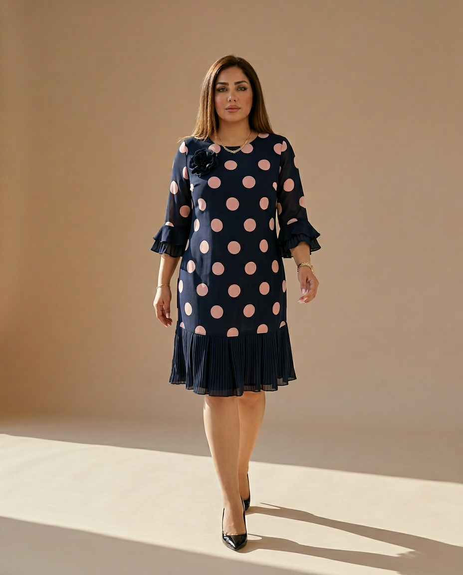 Palerine™ | Pleated Polka Dot Dress