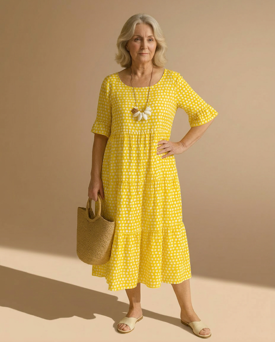 Zerelle™ | Short Sleeve Midi Dress