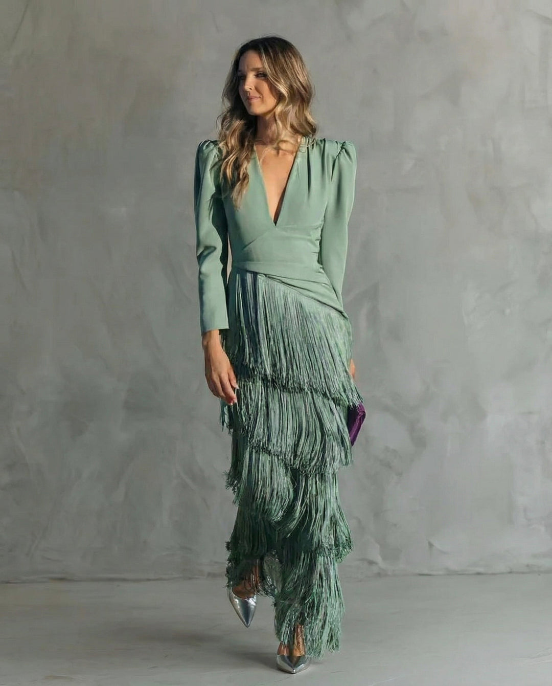 CAMILLA™ | ELEGANT MIDI DRESS WITH FRINGED SLEEVES