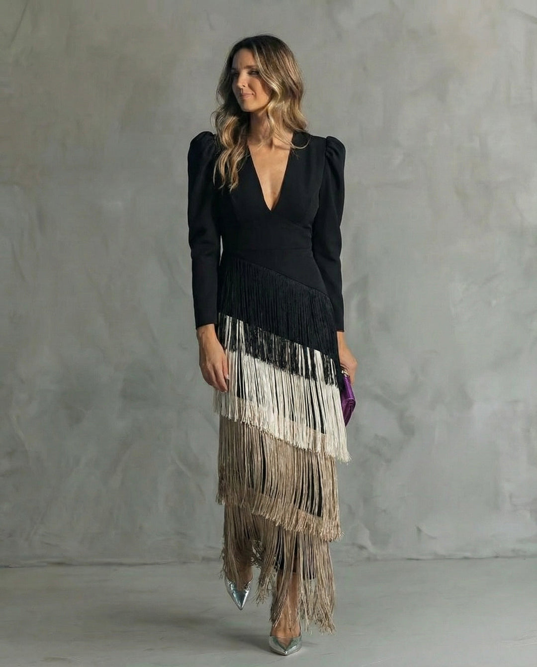 CAMILLA™ | ELEGANT MIDI DRESS WITH FRINGED SLEEVES