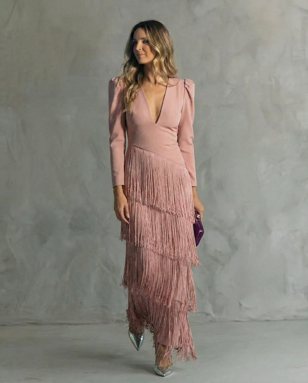CAMILLA™ | ELEGANT MIDI DRESS WITH FRINGED SLEEVES