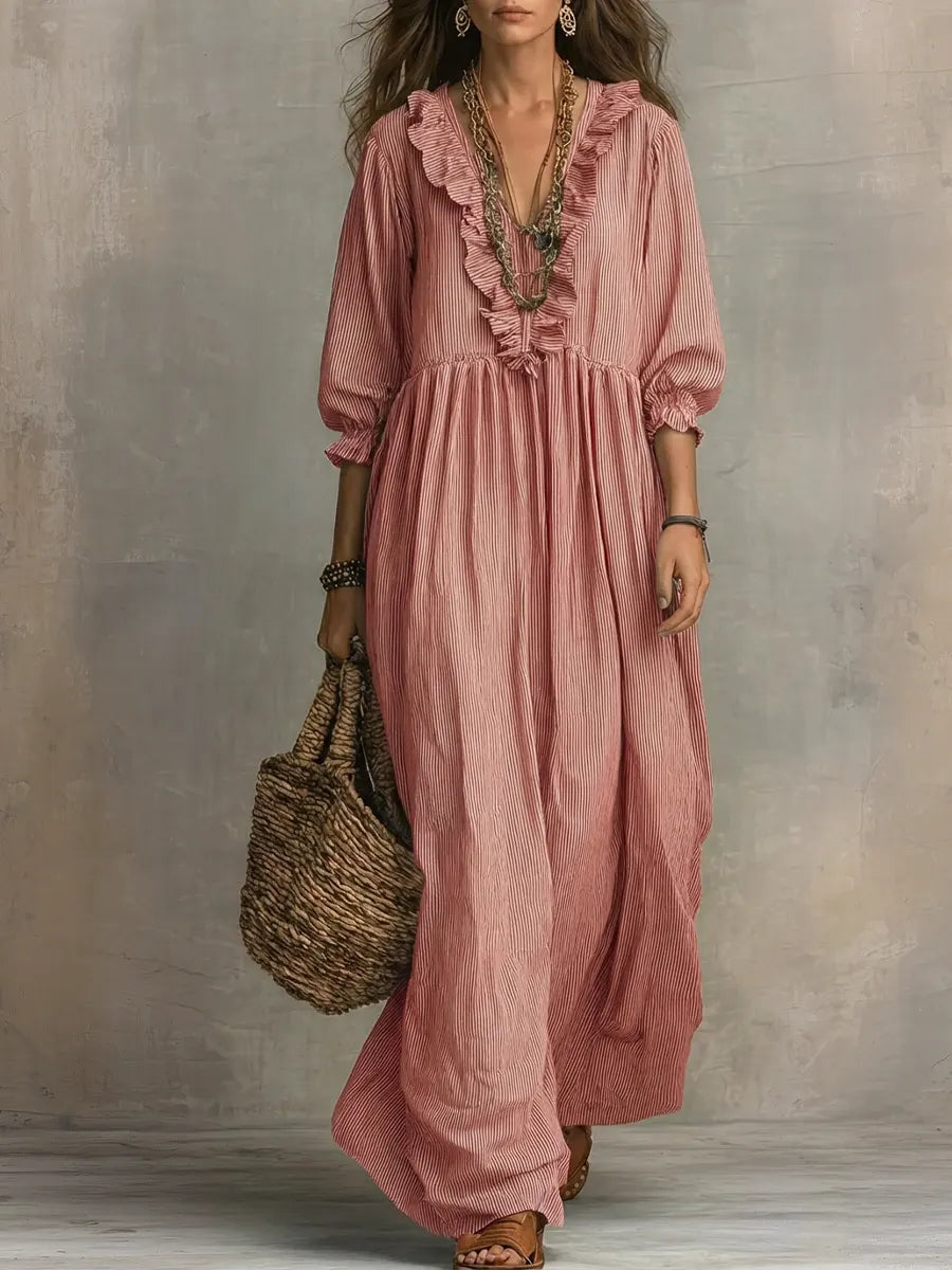 Kathryn | Striped Art Print Dress