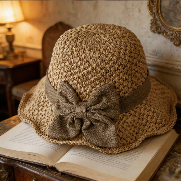 Elegant Woven Straw Sun Hat with Bow